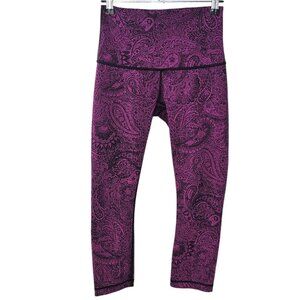 Lululemon Wunder Under Crop , High Rise, Purple Pattern, Size 6